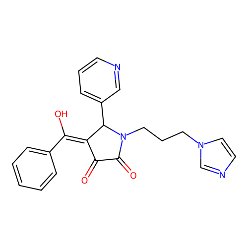 4-(Hydroxyphenylmethylene)-1-[3-(1H-imidazol-1-yl)propyl]-5-(3-pyridinyl)-2,3-pyrrolidinedione structure