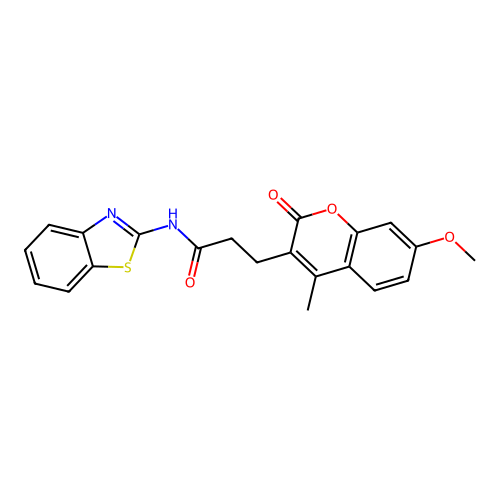 N-(benzo[d]thiazol-2-yl)-3-(7-methoxy-4-methyl-2-oxo-2H-chromen-3-yl)propanamide structure