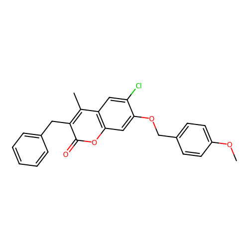 3-benzyl-6-chloro-7-[(4-methoxybenzyl)oxy]-4-methyl-2H-chromen-2-one structure