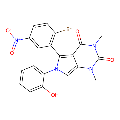 5-(2-bromo-5-nitrophenyl)-6-(2-hydroxyphenyl)-1,3-dimethyl-1H-pyrrolo[3,4-d]pyrimidine-2,4(3H,6H)-dione structure