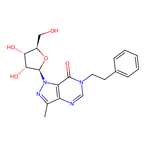 1-(3,4-Dihydroxy-5-hydroxymethyl-tetrahydro-furan-2-yl)-3-methyl-6-phenethyl-1,6-dihydro-pyrazolo(4,3-d)pyrimidin-7-one structure