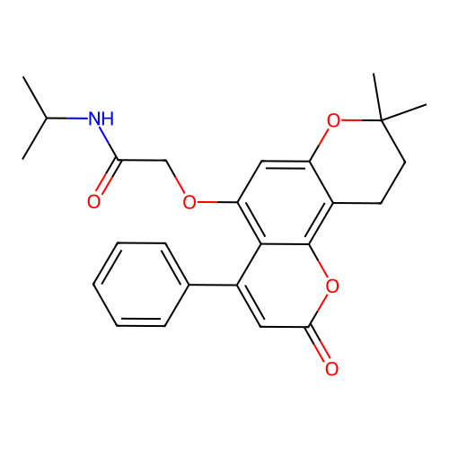 2-((8,8-dimethyl-2-oxo-4-phenyl-2,8,9,10-tetrahydropyrano[2,3-f]chromen-5-yl)oxy)-N-isopropylacetamide structure
