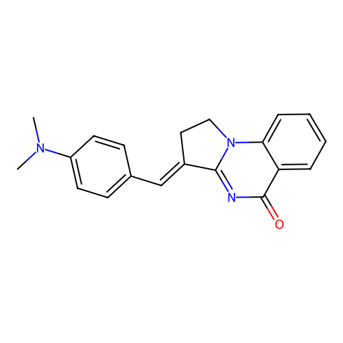 (E)-3-(4-(dimethylamino)benzylidene)-2,3-dihydropyrrolo[1,2-a]quinazolin-5(1H)-one structure