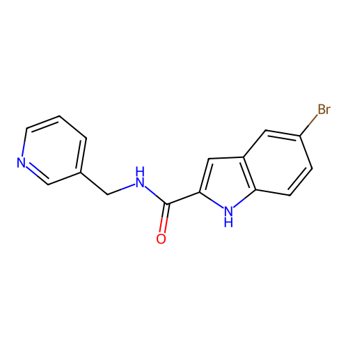 5-bromo-N-(pyridin-3-ylmethyl)-1H-indole-2-carboxamide structure