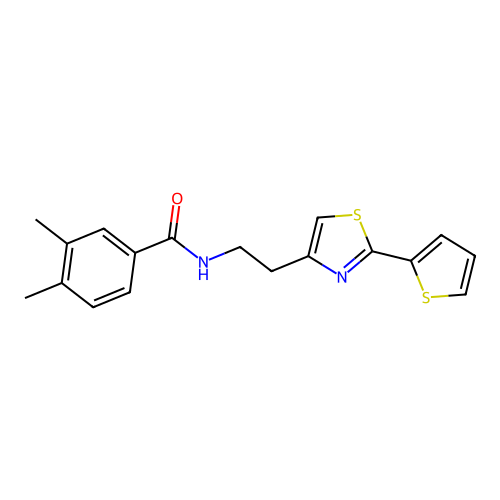 3,4-dimethyl-N-{2-[2-(thiophen-2-yl)-1,3-thiazol-4-yl]ethyl}benzamide structure