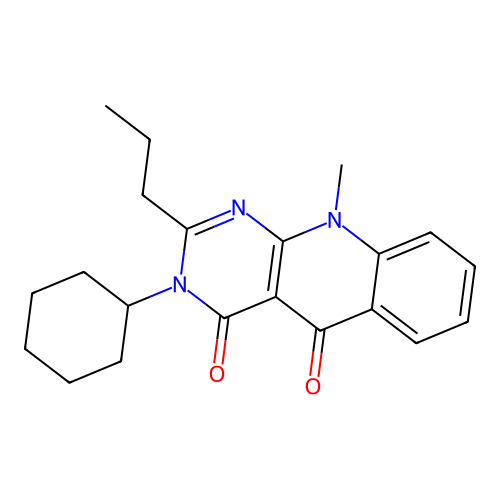 3-cyclohexyl-10-methyl-2-propylpyrimido[4,5-b]quinoline-4,5(3H,10H)-dione structure
