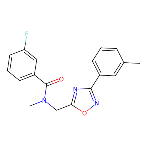 3-fluoro-N-methyl-N-[[3-(3-methylphenyl)-1,2,4-oxadiazol-5-yl]methyl]benzamide structure
