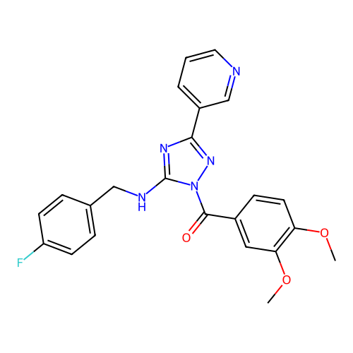 (3,4-dimethoxyphenyl)-[5-[(4-fluorophenyl)methylamino]-3-pyridin-3-yl-1,2,4-triazol-1-yl]methanone structure