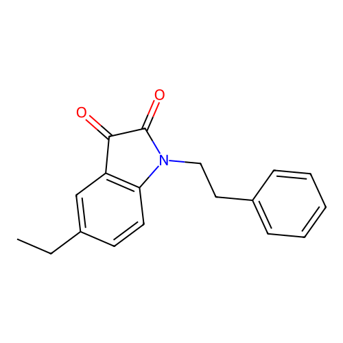 5-ethyl-1-(2-phenylethyl)-1H-indole-2,3-dione structure