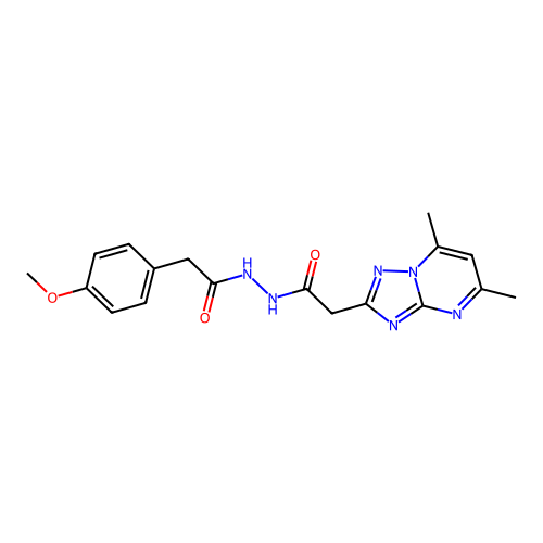 2-(5,7-dimethyl-[1,2,4]triazolo[1,5-a]pyrimidin-2-yl)-N'-(2-(4-methoxyphenyl)acetyl)acetohydrazide structure
