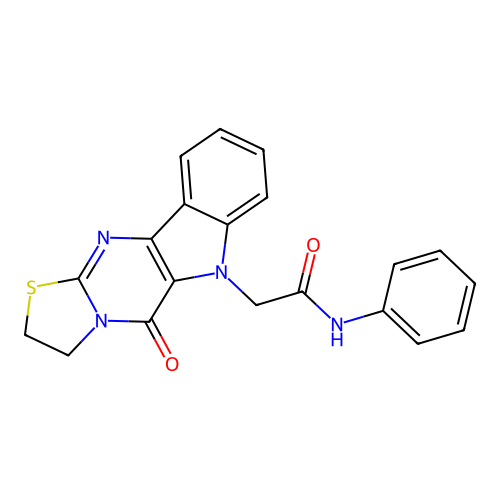2-(5-oxo-2,3-dihydrothiazolo[3',2':1,2]pyrimido[5,4-b]indol-6(5H)-yl)-N-phenylacetamide structure