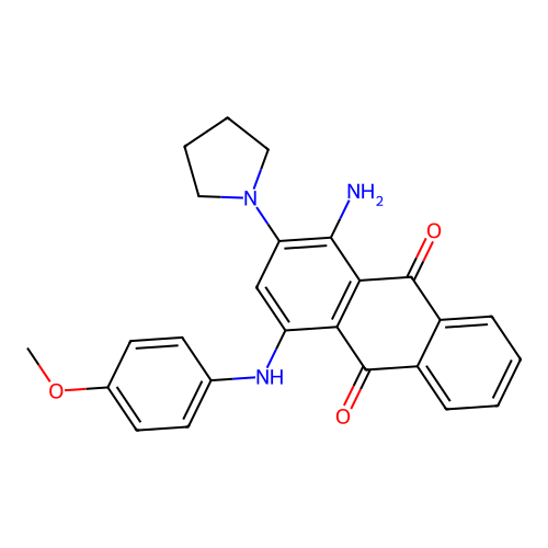 1-Amino-4-((4-methoxyphenyl)amino)-2-(pyrrolidin-1-yl)anthracene-9,10-dione structure