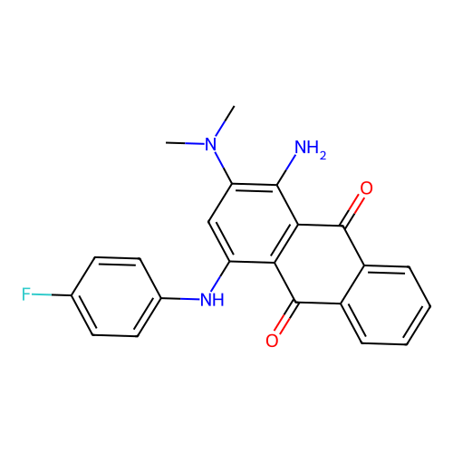 1-Amino-2-(dimethylamino)-4-((4-fluorophenyl)amino)anthracene-9,10-dione structure