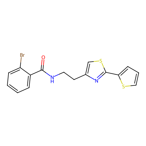 2-bromo-N-{2-[2-(thiophen-2-yl)-1,3-thiazol-4-yl]ethyl}benzamide structure