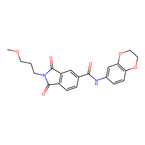 N-(2,3-dihydro-1,4-benzodioxin-6-yl)-2-(3-methoxypropyl)-1,3-dioxoisoindole-5-carboxamide structure