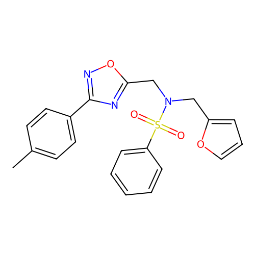 N-(furan-2-ylmethyl)-N-((3-(p-tolyl)-1,2,4-oxadiazol-5-yl)methyl)benzenesulfonamide structure