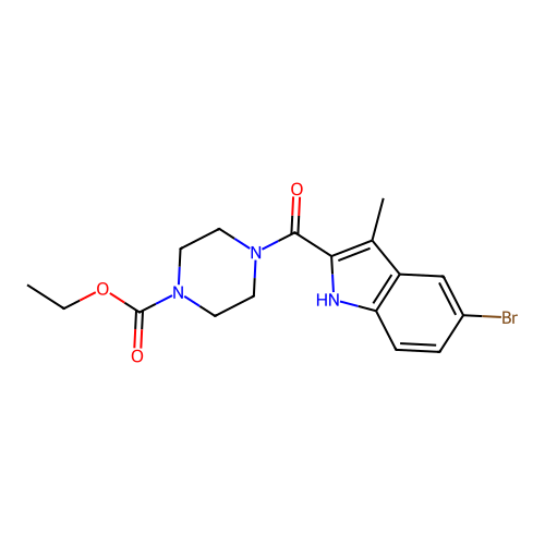 ethyl 4-(5-bromo-3-methyl-1H-indole-2-carbonyl)piperazine-1-carboxylate structure