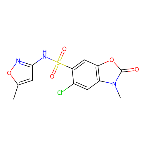5-chloro-3-methyl-N-(5-methyl-1,2-oxazol-3-yl)-2-oxo-1,3-benzoxazole-6-sulfonamide structure