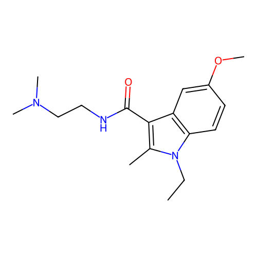N-(2-(dimethylamino)ethyl)-1-ethyl-5-methoxy-2-methyl-1H-indole-3-carboxamide structure