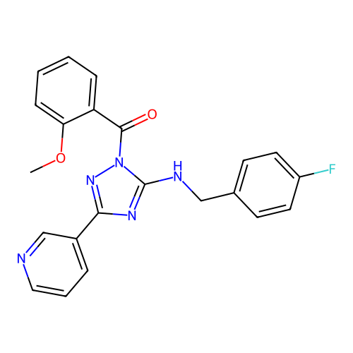 (5-((4-fluorobenzyl)amino)-3-(pyridin-3-yl)-1H-1,2,4-triazol-1-yl)(2-methoxyphenyl)methanone structure
