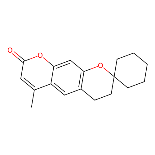 6'-methyl-3',4'-dihydro-8'H-spiro[cyclohexane-1,2'-pyrano[3,2-g]chromen]-8'-one structure