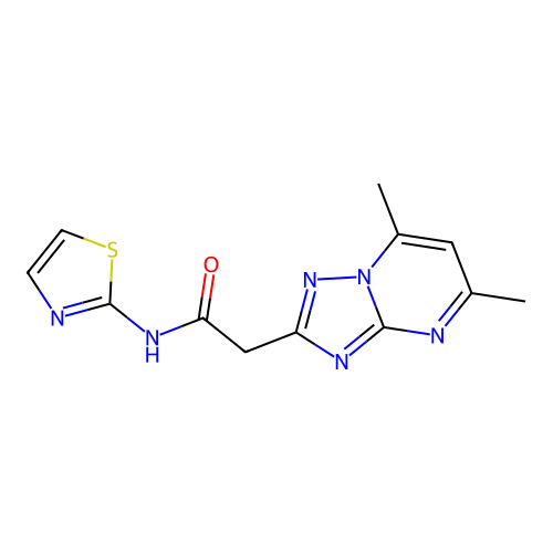 2-(5,7-dimethyl-[1,2,4]triazolo[1,5-a]pyrimidin-2-yl)-N-(1,3-thiazol-2-yl)acetamide structure