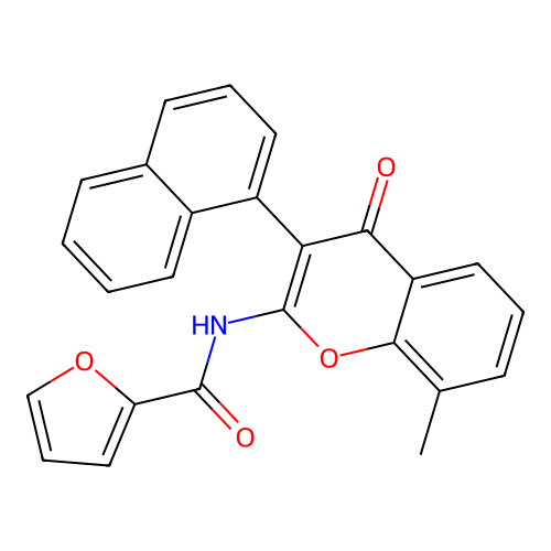 N-[8-methyl-3-(naphthalen-1-yl)-4-oxo-4H-chromen-2-yl]furan-2-carboxamide structure