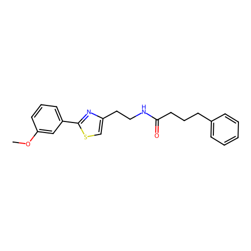 N-{2-[2-(3-methoxyphenyl)-1,3-thiazol-4-yl]ethyl}-4-phenylbutanamide structure