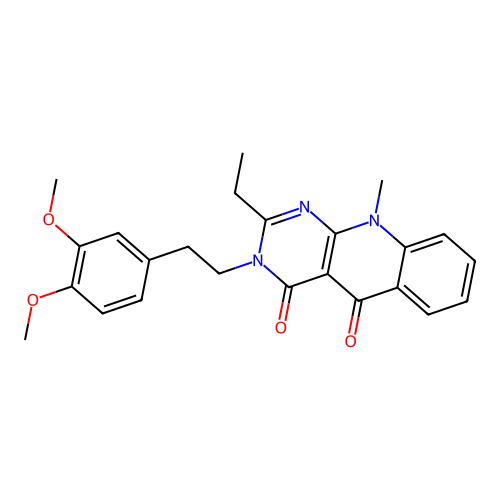 3-(3,4-dimethoxyphenethyl)-2-ethyl-10-methylpyrimido[4,5-b]quinoline-4,5(3H,10H)-dione structure