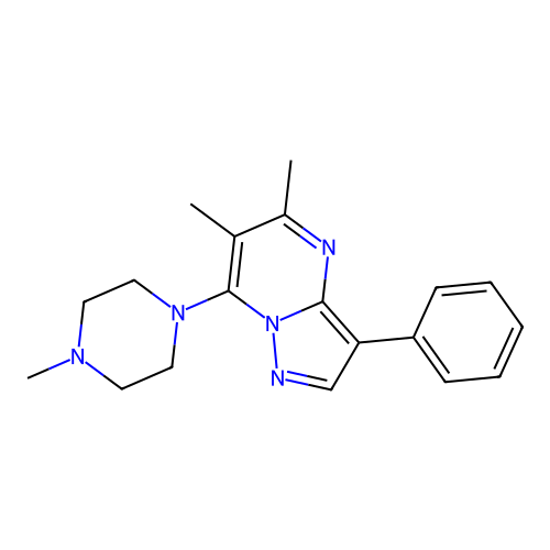 5,6-Dimethyl-7-(4-methylpiperazin-1-yl)-3-phenylpyrazolo[1,5-a]pyrimidine structure