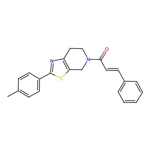 (E)-3-phenyl-1-(2-(p-tolyl)-6,7-dihydrothiazolo[5,4-c]pyridin-5(4H)-yl)prop-2-en-1-one structure