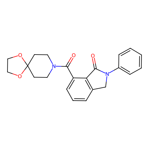 2-phenyl-7-(1,4-dioxa-8-azaspiro[4.5]decane-8-carbonyl)isoindolin-1-one structure