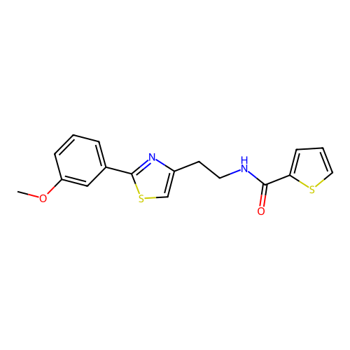 N-{2-[2-(3-methoxyphenyl)-1,3-thiazol-4-yl]ethyl}thiophene-2-carboxamide structure