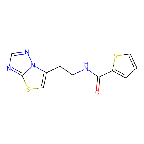 N-[2-([1,3]thiazolo[3,2-b][1,2,4]triazol-6-yl)ethyl]thiophene-2-carboxamide structure