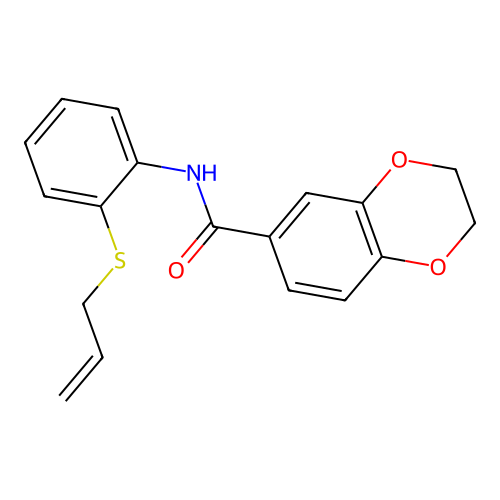 N-[2-(prop-2-en-1-ylsulfanyl)phenyl]-2,3-dihydro-1,4-benzodioxine-6-carboxamide structure