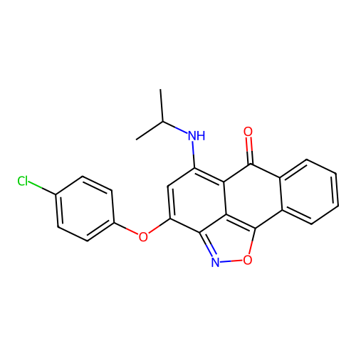 3-(4-chlorophenoxy)-5-(isopropylamino)-6H-anthra[1,9-cd]isoxazol-6-one structure