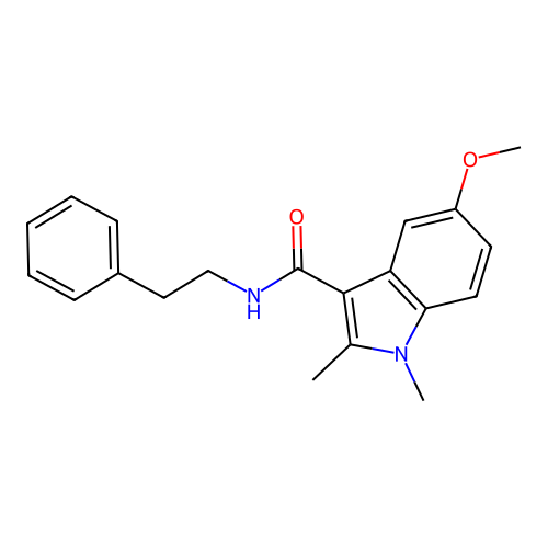 5-methoxy-1,2-dimethyl-N-(2-phenylethyl)-1H-indole-3-carboxamide structure