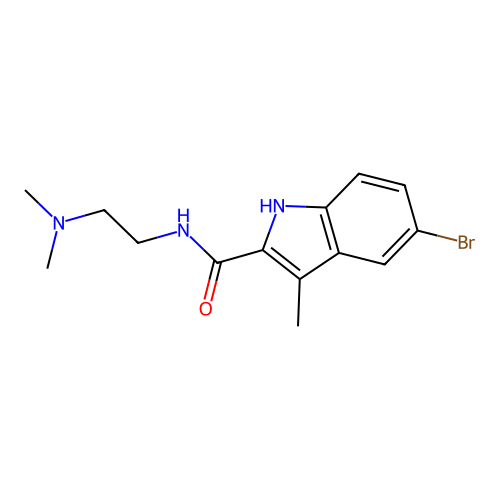 5-bromo-N-(2-(dimethylamino)ethyl)-3-methyl-1H-indole-2-carboxamide structure
