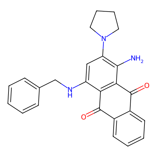 1-Amino-4-(benzylamino)-2-(pyrrolidin-1-yl)anthracene-9,10-dione structure