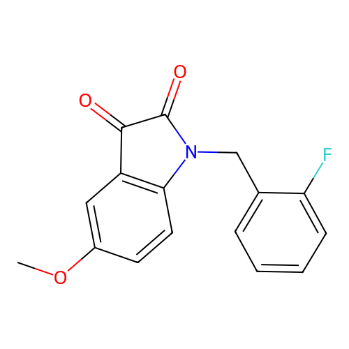 1-(2-fluorobenzyl)-5-methoxy-1H-indole-2,3-dione structure