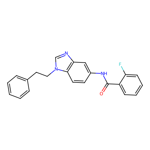 2-fluoro-N-[1-(2-phenylethyl)-1H-benzimidazol-5-yl]benzamide structure