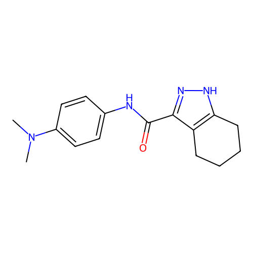 N-[4-(dimethylamino)phenyl]-4,5,6,7-tetrahydro-2H-indazole-3-carboxamide structure