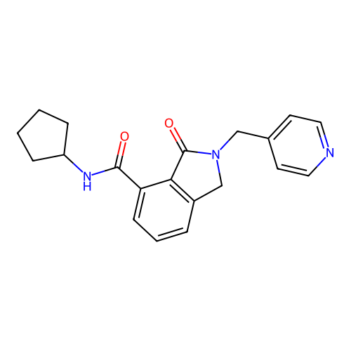 N-cyclopentyl-3-oxo-2-(pyridin-4-ylmethyl)isoindoline-4-carboxamide structure