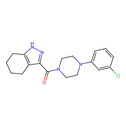 [4-(3-chlorophenyl)piperazin-1-yl](4,5,6,7-tetrahydro-2H-indazol-3-yl)methanone structure