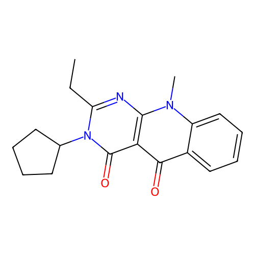 3-cyclopentyl-2-ethyl-10-methylpyrimido[4,5-b]quinoline-4,5(3H,10H)-dione structure
