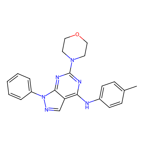 (4-Methylphenyl)(6-morpholin-4-yl-1-phenylpyrazolo[4,5-e]pyrimidin-4-yl)amine structure