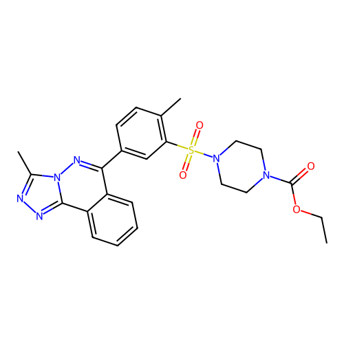 4-[2-Methyl-5-(3-methyl-[1,2,4]triazolo[3,4-a]phthalazin-6-yl)-benzenesulfonyl]-piperazine-1-carboxylic  acid ethyl ester structure