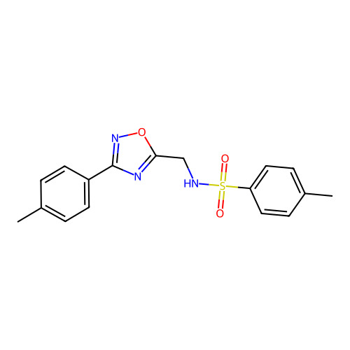 4-methyl-N-[[3-(4-methylphenyl)-1,2,4-oxadiazol-5-yl]methyl]benzenesulfonamide structure