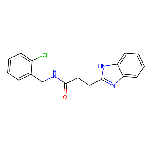 3-(1H-benzimidazol-2-yl)-N-(2-chlorobenzyl)propanamide structure