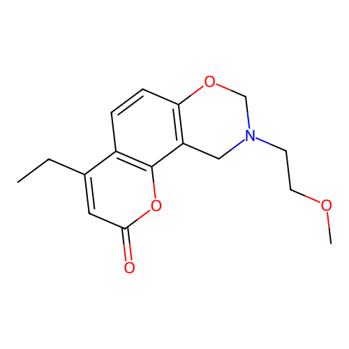 4-ethyl-9-(2-methoxyethyl)-9,10-dihydro-2H,8H-chromeno[8,7-e][1,3]oxazin-2-one structure